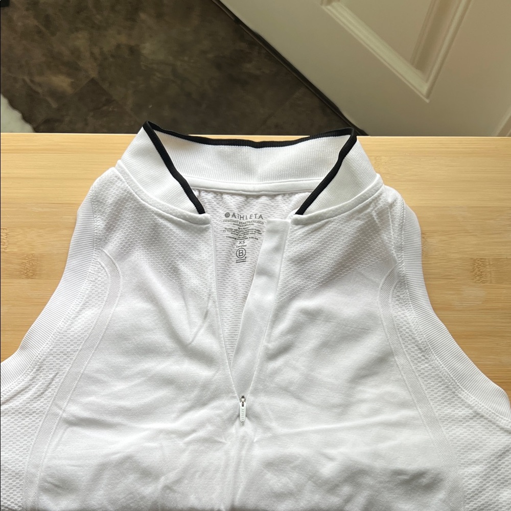 Athleta White Zip-Up Tank Top